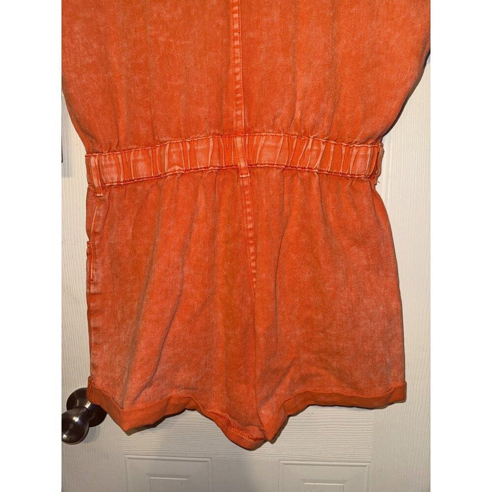 NWT SWEET DUET DISTRESSED DENIM ROMPER IN ORANGE Size Large - Picture 12 of 16